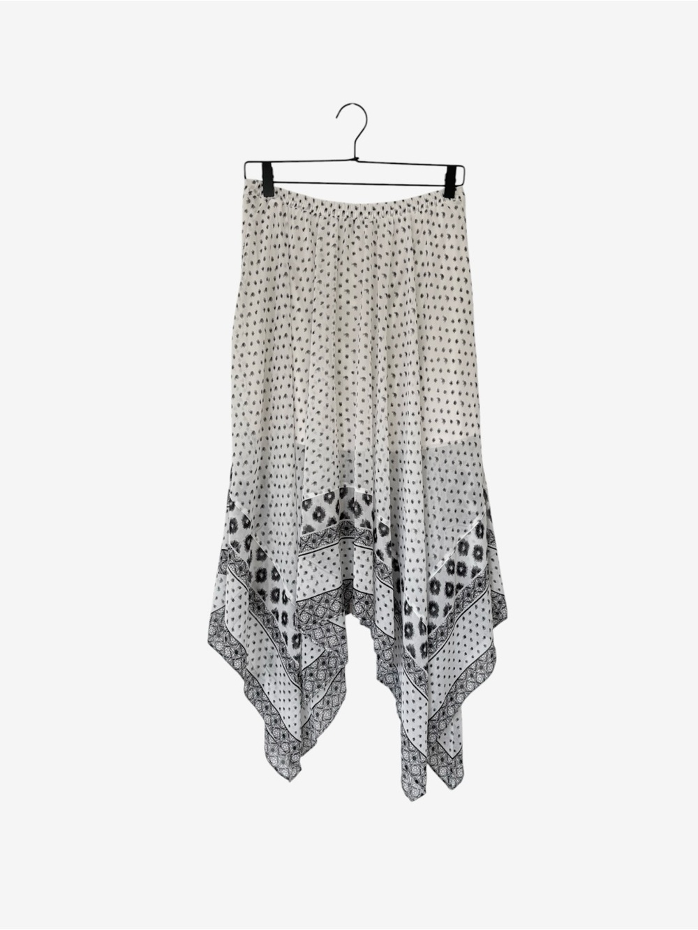 Express Black and White Asymmetrical Handkerchief Skirt